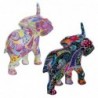 Elephant Figure 2 Unités Résine multicolore | Figure d'éléphant Figures de résine pour le jardin 11x6x12cm