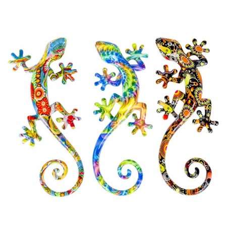 Lizard Figure 3 Unités Résine multicolore | Figure de la Lagarto Figure pour le jardin 3x10x22cm