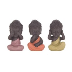 Bouddhas sympathiques je ne vois pas je n'entends pas je ne parle pas Comprend 3 unités de figurines de bouddhas Collection