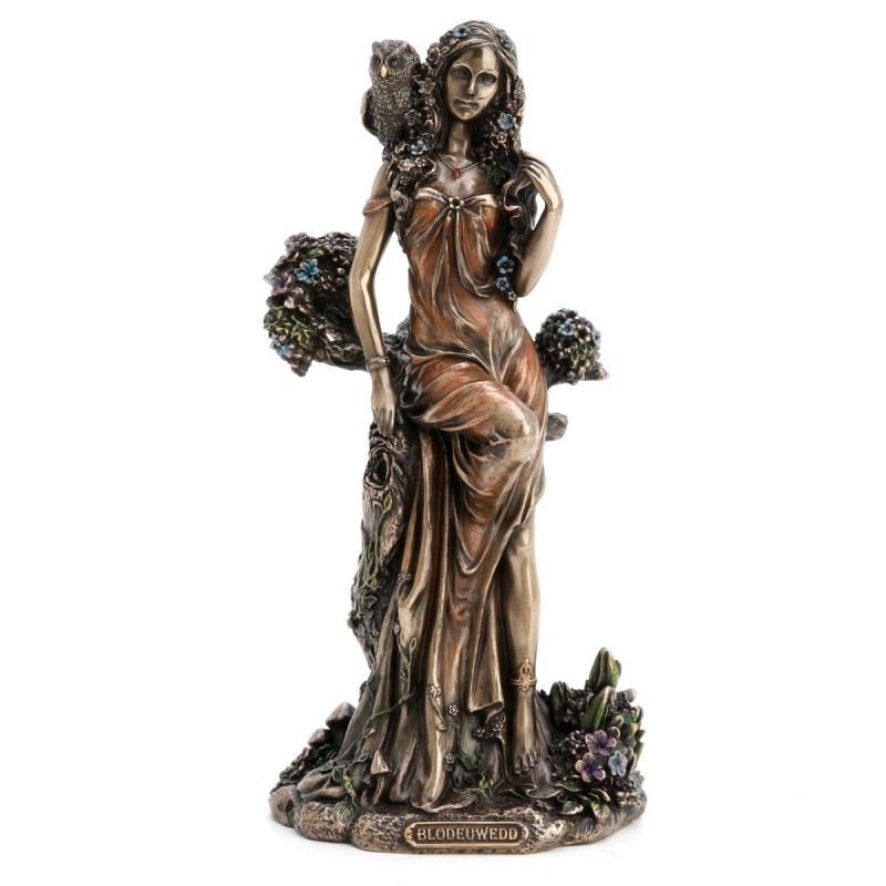 Blodewedd Figure Queen Celta Dorado de Resin | Figurines de figurines pour le jardin 21x9x10cm