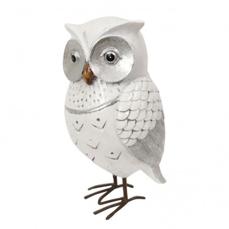 Figure de hibou en résine blanche | Chiffre de la résine de la chouette pour la décoration de résine de figure de jardin 16x9x8