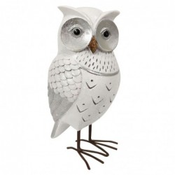 Figure de hibou en résine blanche | Chiffre de la résine de la chouette pour la décoration de résine de figure de jardin 18x10x