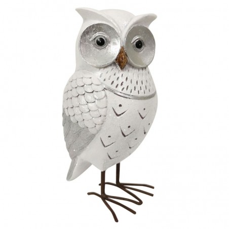 Figure de hibou en résine blanche | Chiffre de la résine de la chouette pour la décoration de résine de figure de jardin 18x10x