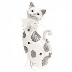 Figure Cat en résine blanche | Figure de la figure de chat pour la décoration de figurines de jardin 27x7x12cm