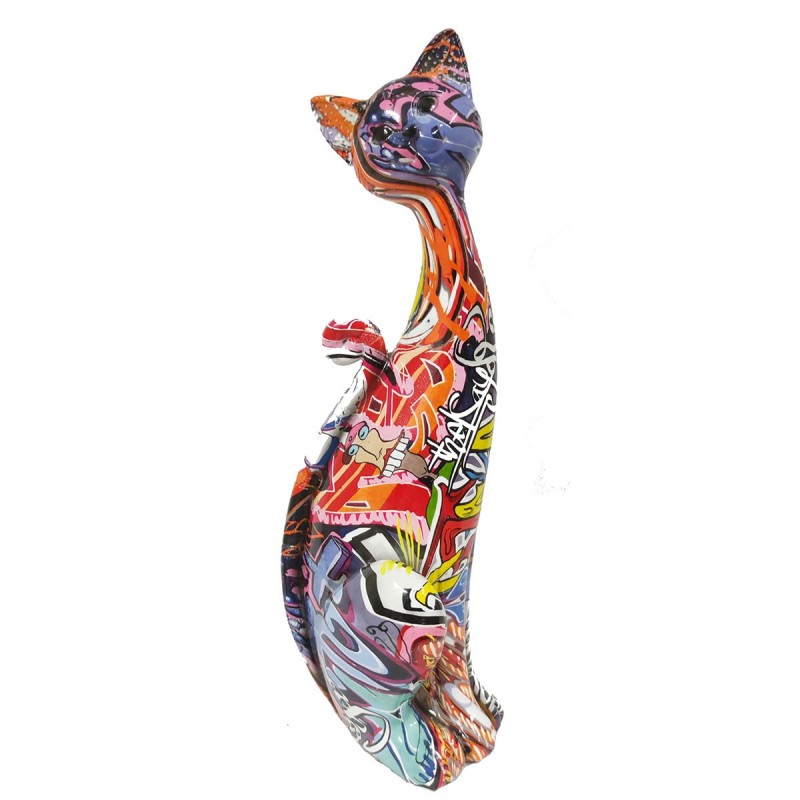 Figure Grapiti Multicolor Resin | Chiffre de figure de chat pour la décoration de résine de figure de jardin 34x11x12cm