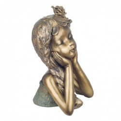 Figure Girl Pensant Golden Gold | Figure de figure de personne pour la décoration de figurines de jardin 25x14x18cm