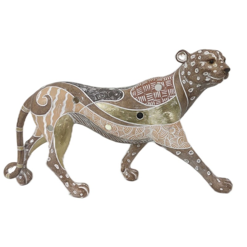 Figure Leopard Brown Resin | Figure de figure animale pour la décoration de la figure de jardin 22x8x39cm