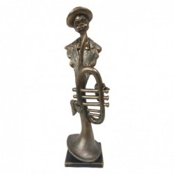 Figure Music Dorado Resin Trumpet | Figure de figure de personne pour la décoration de la figure de jardin 42x11x12cm