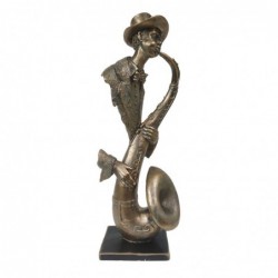 Musicien de figure Dorado Resin Saxophone | Figure de figure de personne pour la décoration de la figure de jardin 48x12x17cm