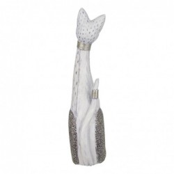 Figure Cat en résine blanche | Chiffre de figure de chat pour la décoration de résine de figure de jardin 39x11x9cm