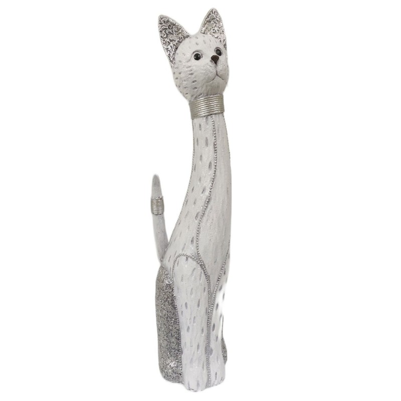 Figure Cat en résine blanche | Figure de la figure de chat Figures pour la décoration de figurines de jardin 52x16x12cm