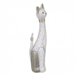 Figure Cat en résine blanche | Figure de la figure de chat Figures pour la décoration de figurines de jardin 52x16x12cm