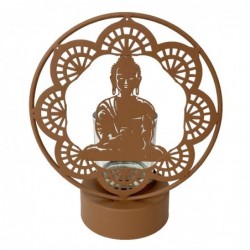 Bouddha Porta avec métal brun et verre en verre | Portavelas Holder Portavelas Ikea 22x10x18cm