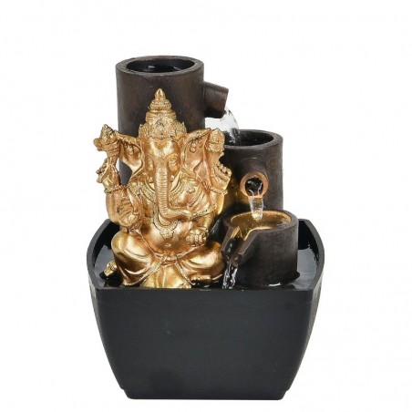 Source Dieu Ganesha Dorado de Resin | Source bouddhas de la chance Bouddha Luck 18x13x13cm