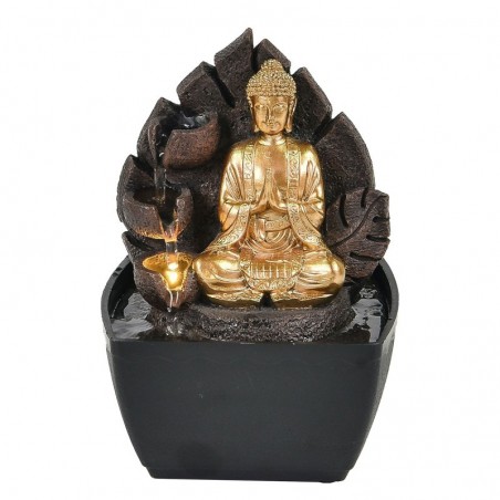 Bouddha avec lumière en résine dorée | Source bouddhas de la chance Bouddha Luck 18x13x13cm