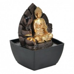 Bouddha avec lumière en résine dorée | Source bouddhas de la chance Bouddha Luck 18x13x13cm