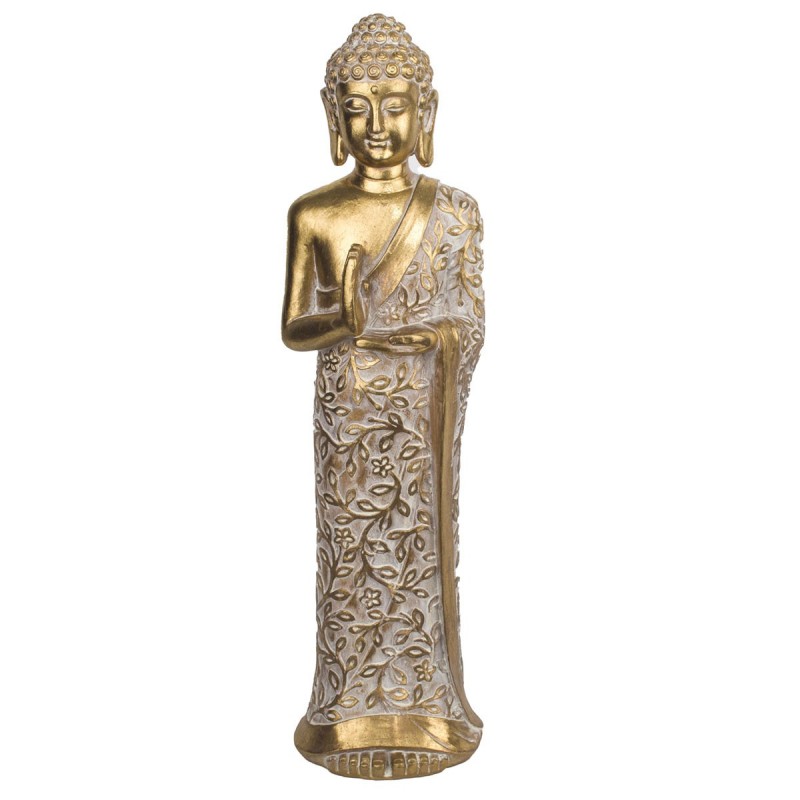 Figure Bouddha avec un pied en résine dorée | Bouddha Figure Resin Figures pour le jardin Figure Resin Decoration CM