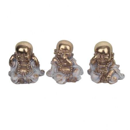 Figure Monk 3 Unités de résine Dorado | Bouddha Figure Resin Figures pour le jardin Figure Resin Decoration CM