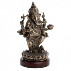 Figure Ganesha dans Dorado Resin Loto | Figurines de la personne figurines pour la décoration de figurines de jardin 14x7x8cm