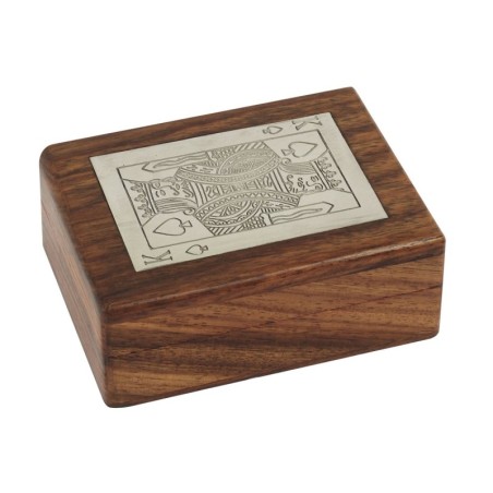 Jeu de cartes en bois brun 4 * 9 * 11cm jeu de table de cartes de poker