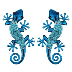 Figurine Animal en Métal Bleu et Cristal 1 * 17 * 36cm Lot de 2 Unités Figurine Lézards 2 Unités