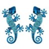 Figurine Animal en Métal Bleu et Cristal 1 * 17 * 36cm Lot de 2 Unités Figurine Lézards 2 Unités
