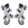 Figurine Animal en Métal Bleu et Cristal 1 * 17 * 36cm Lot de 2 Unités Figurine Lézards 2 Unités