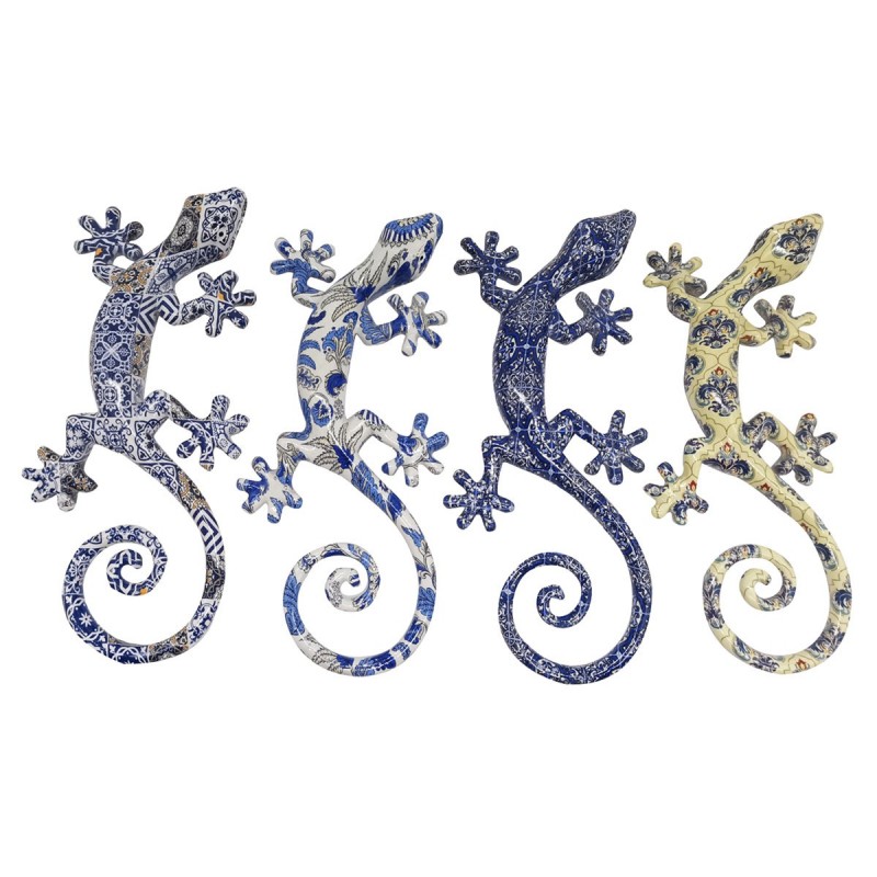 Lagarto Trencadís Pack 4 unités Adorno Wall | Plaques métalliques multicolores - 21x10x85 cm