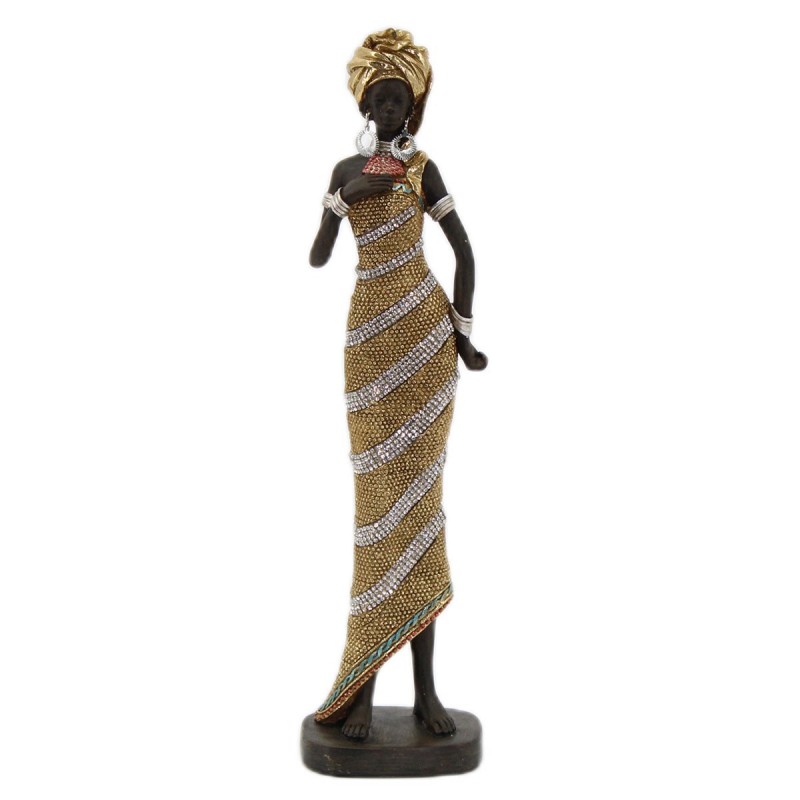 Signes Grimalt by SIGRIS - Figure Figures de femmes africaines | Éléphants africains et dorés - 33x6x8 cm