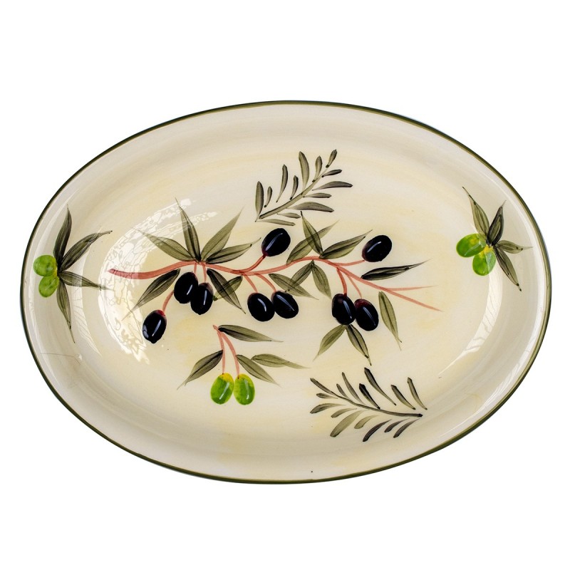 Cuisine ovale d'olive | Ustensiles blancs - 4x28x39 cm