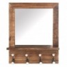 Miroir avec Percher 4 Pomos Wall Adorno | Cintres bruns - 54x12x44 cm