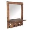 Miroir avec Percher 4 Pomos Wall Adorno | Cintres bruns - 54x12x44 cm