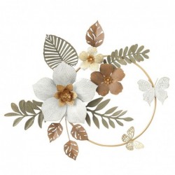 Mur Adorno Fleurs mur Wall | Appliques en métal brun - 67x7x76 cm