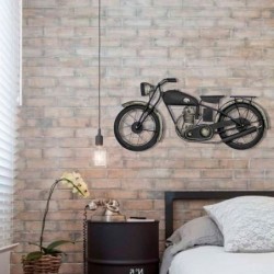 Wall Wall Moto Harley Adorno Wall | Plaques de métal noir - 32x4x63 cm