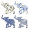 Figure Elephant Pack 4 unités Figures | Africain et éléphants bleus - 9x4x9 cm