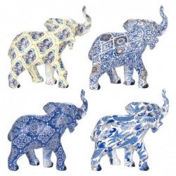 Figure Elephant Pack 4 unités Figures | Africain et éléphants bleus - 11x6x12 cm