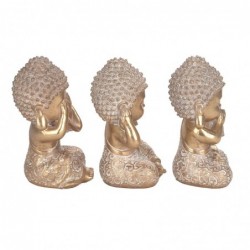 Signes Grimalt By SIGRIS-Buddha no ve-ye-Speak Pack 3 unités Figures | Bouddhas dorés - 16x10x10 cm