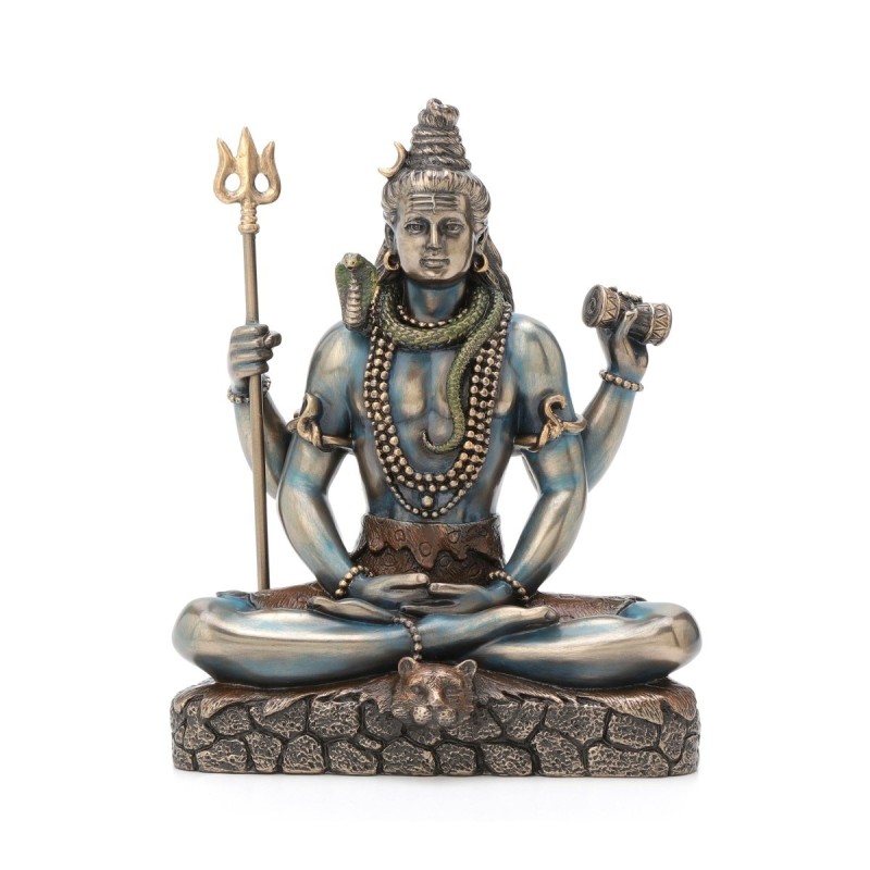 Figurine de Shiva assise en résine brute 15 * 7 * 13cm Figure de Bouddha