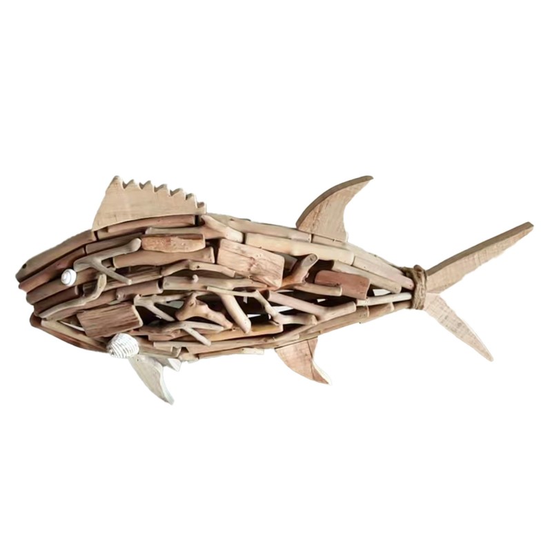 Origine de décoration intérieure - Figures de poisson Adorno | Marin brun - 26x11x54 cm