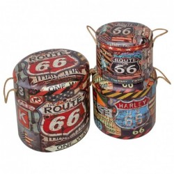 Origin Home Decor - Bookles Route 66 Pack 3 Unités de meubles | Baules brunes - 43x40x40 cm