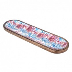 Origin Home Decor - Oval Tray Coral Kitchen | Boîtes et plateaux bleus - 2x13x46 cm