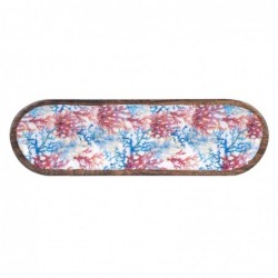 Origin Home Decor - Oval Tray Coral Kitchen | Boîtes et plateaux bleus - 2x13x46 cm