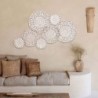 Décoration d'origine - mur rond Adorno mur mur | Plaques en bois blanc - 60x3x104 cm