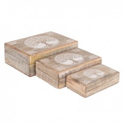 Origin Home Decor - Boxes Life Life Pack 3 unités Décoration | Boîtes brunes et bijoutiers - 9x18x25 cm