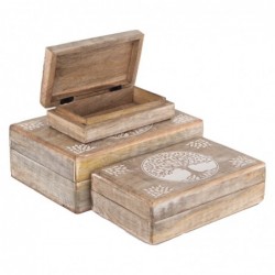 Origin Home Decor - Boxes Life Life Pack 3 unités Décoration | Boîtes brunes et bijoutiers - 9x18x25 cm