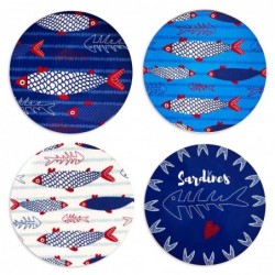 Origin Home Decor - Salvamantel Fish Pack 4 unités Cuisine | Bleu et 0x20x20 cm