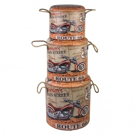 Origin Home Decor - Bookles Route 66 Pack 3 Unités de meubles | Baules orange - 42x40x40 cm