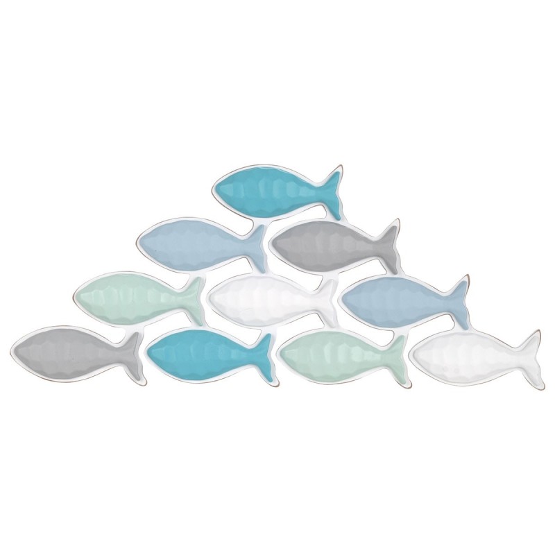 Origin Decor Home - Wall Adorno Fish Wall Adorno | Plaques en bois bleu - 27x3x64 cm