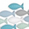 Origin Decor Home - Wall Adorno Fish Wall Adorno | Plaques en bois bleu - 27x3x64 cm