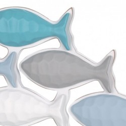 Origin Decor Home - Wall Adorno Fish Wall Adorno | Plaques en bois bleu - 27x3x64 cm